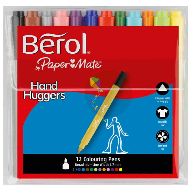 Berol Hand Hugger Fibre Tip Pen - Assorted Colours (Pack of 12)