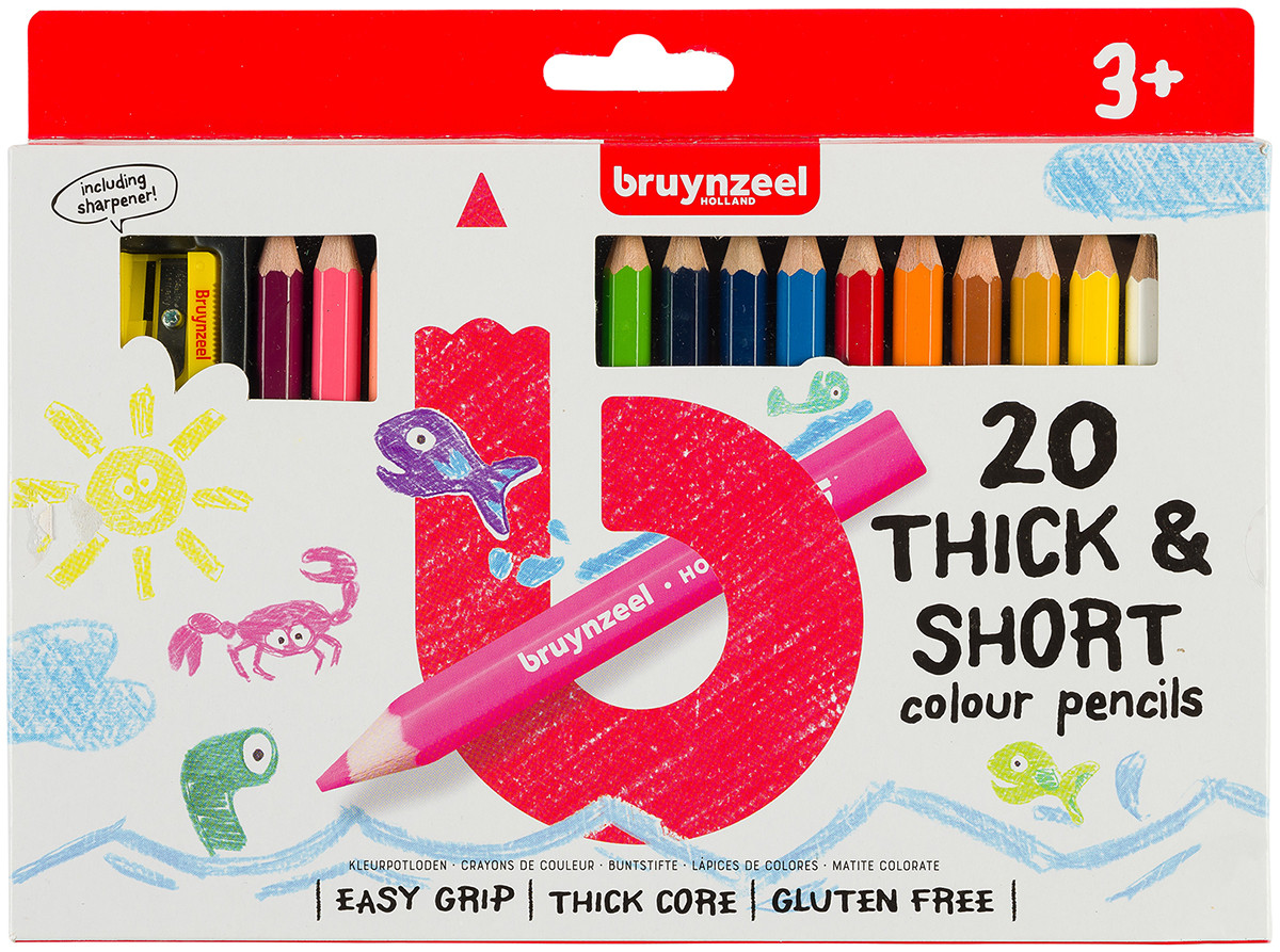 Bruynzeel Kids Short Colouring Pencils - Assorted Colours (Pack of 20)