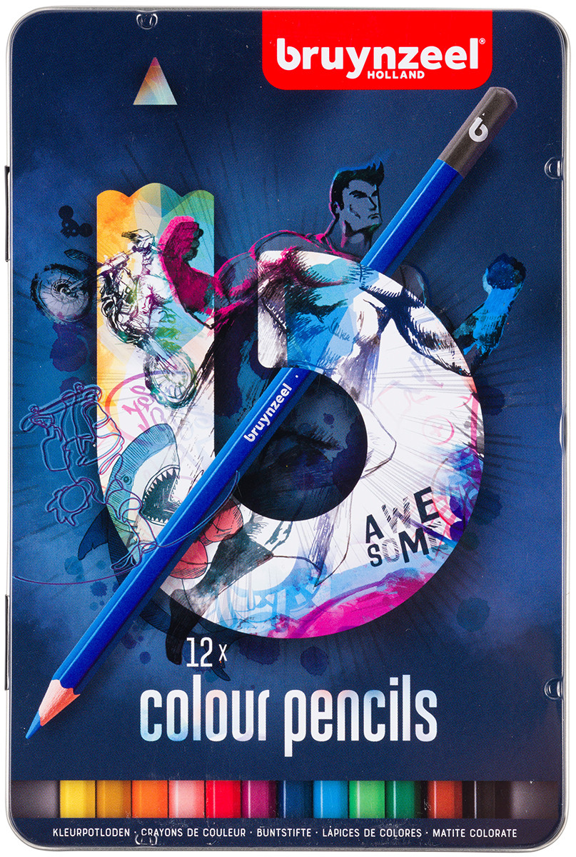 Bruynzeel Colouring Pencils - Dark Colours (Tin of 12)