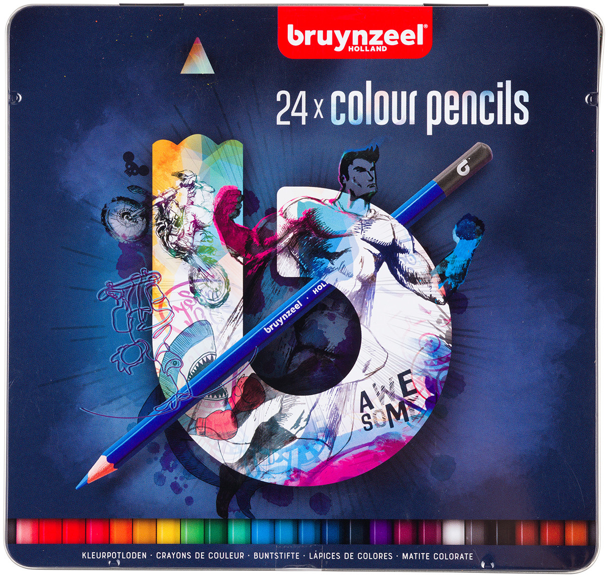 Bruynzeel Colouring Pencils - Dark Colours (Tin of 24)