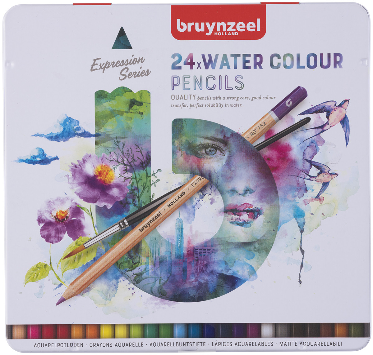 Bruynzeel Expression Watercolour Pencils - Assorted Colours (Tin of 24)