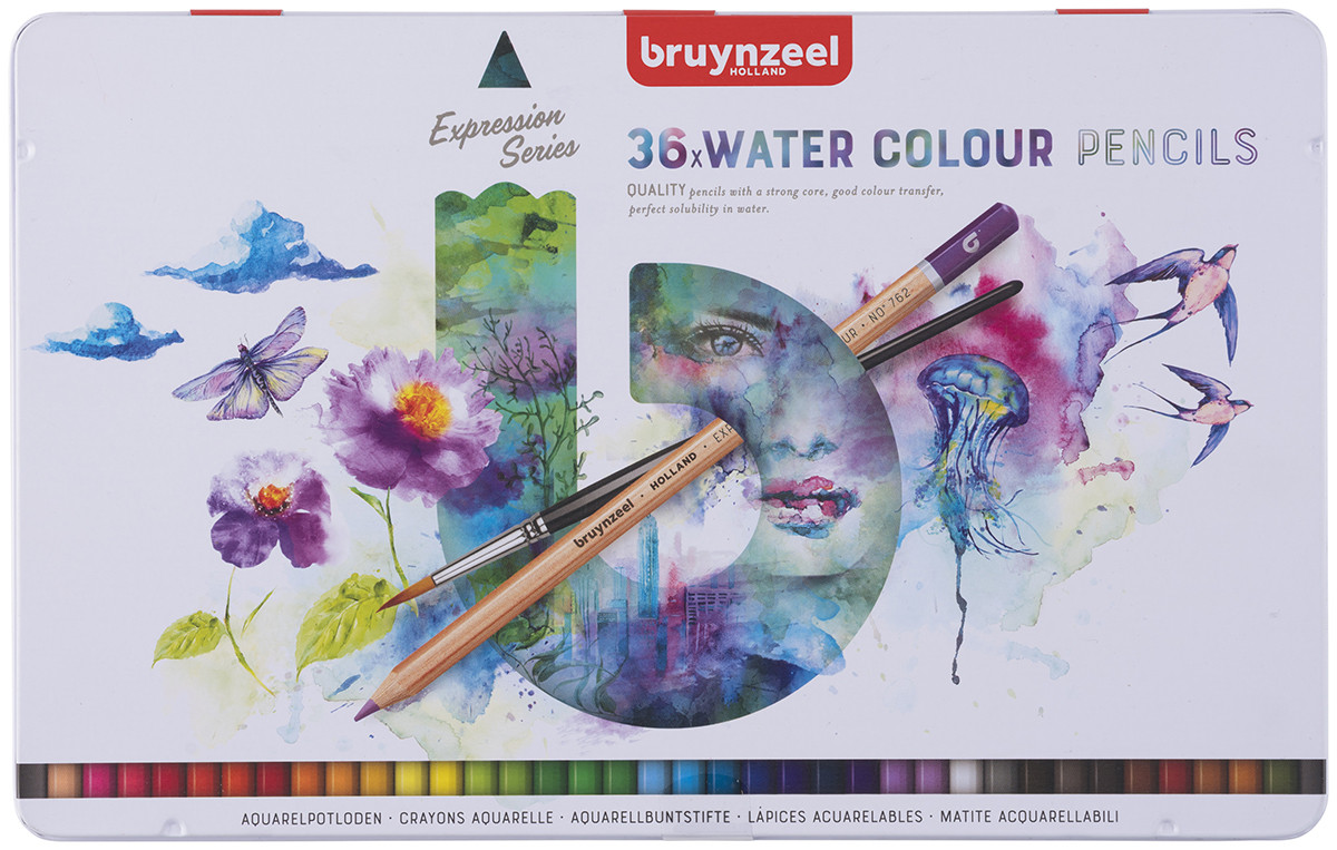 Bruynzeel Expression Watercolour Pencils - Assorted Colours (Tin of 36)