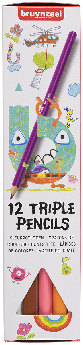 Bruynzeel Triple Colour Pencils - Assorted Colours (Pack of 12)