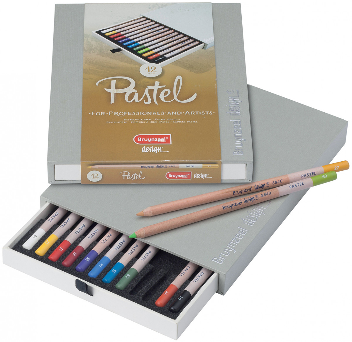 Bruynzeel Design Pastel Pencils - Assorted Colours (Pack of 12)
