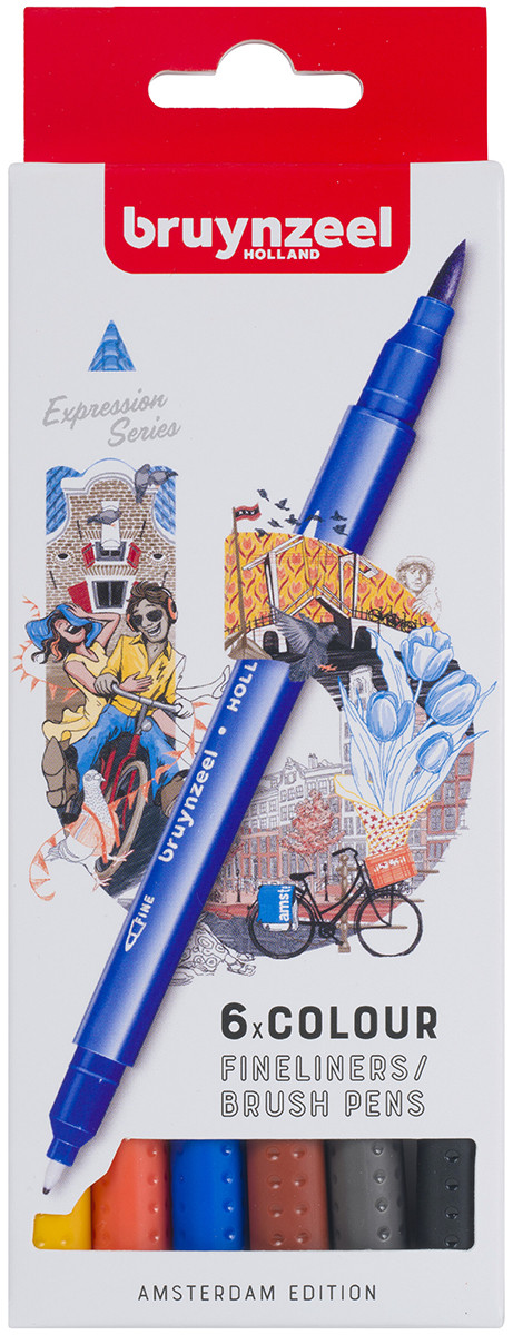 Maak leven Talloos nul Bruynzeel Fineliner Brushpen Set - Amsterdam Colours (Pack of 6) | 60325606  | The Online Pen Company