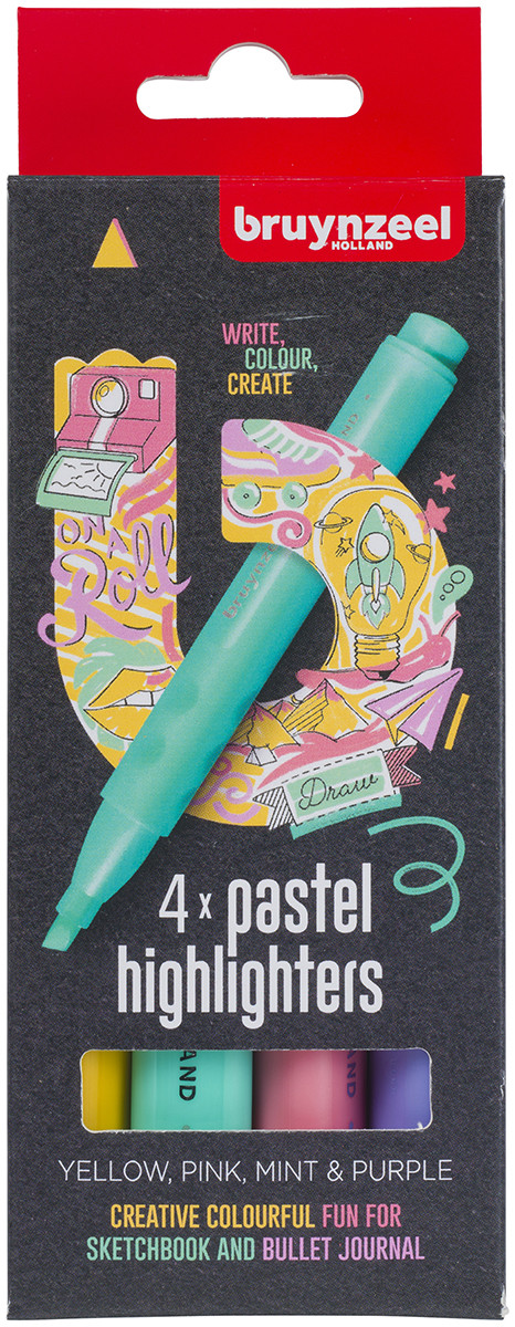 Bruynzeel Highlighters - Pastel Colours (Pack of 4)