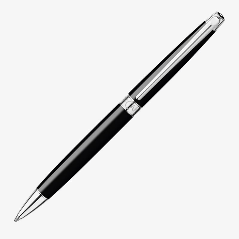 Caran D‘Ache Leman Slim Kugelschreiber – Scharlachrot Lackiert, Mit Drehmechanismus, Schwarze Tinte