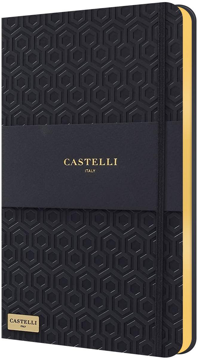 Castelli Hardback Medium Notebook - Ruled - Honeycomb Black