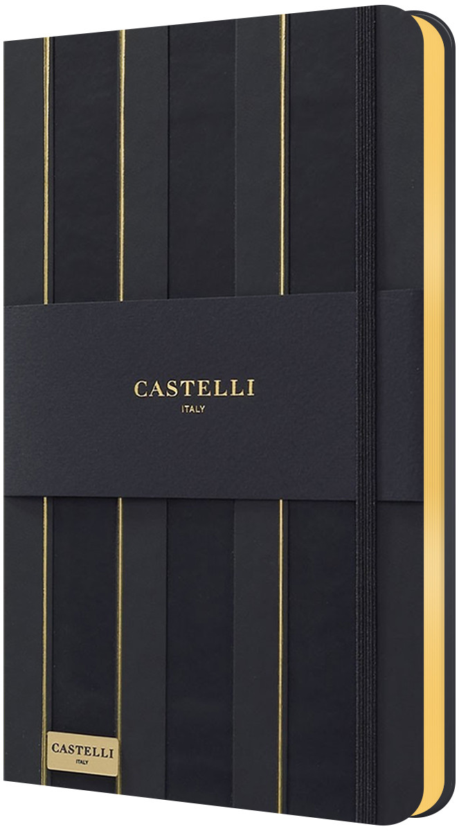 Castelli Hardback Medium Notebook - Ruled - Stripes Black & Gold