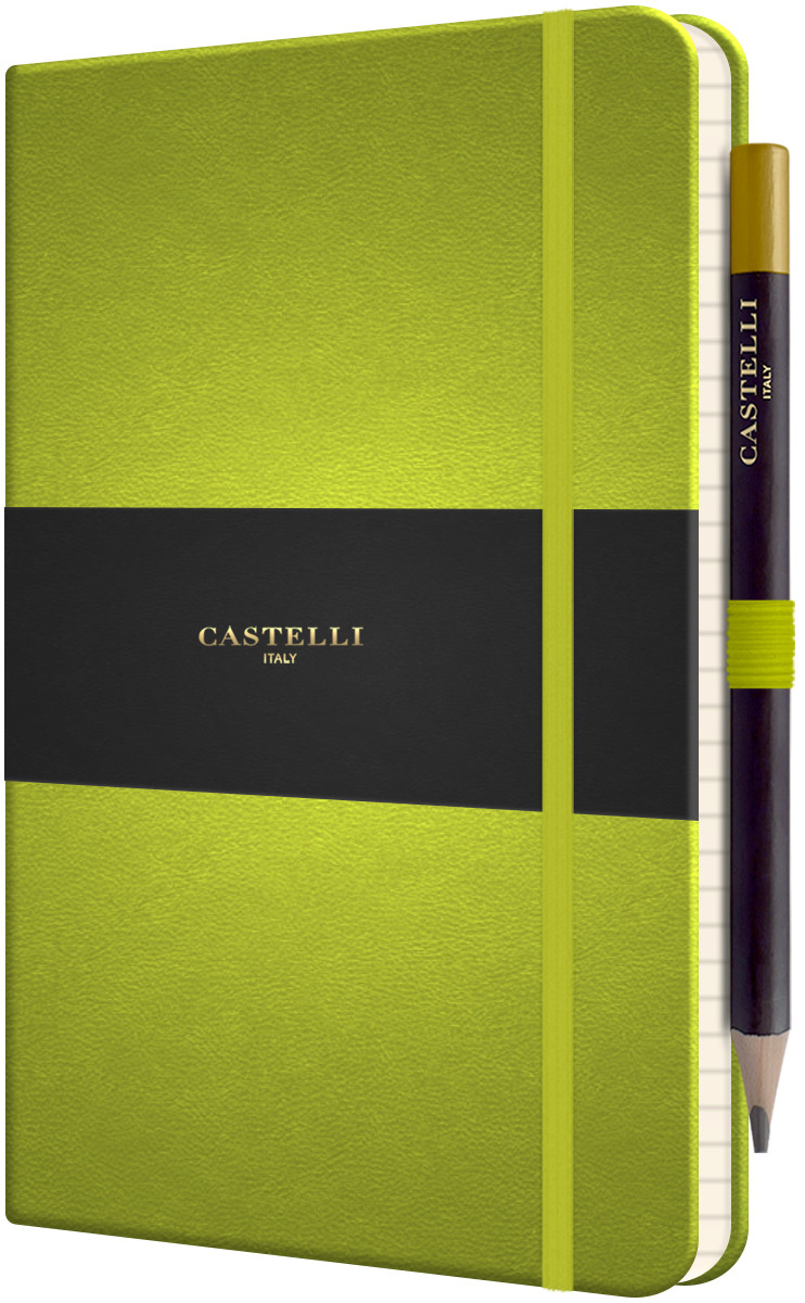 Castelli Tucson Hardback Medium Notebook - Ruled - Neon Green