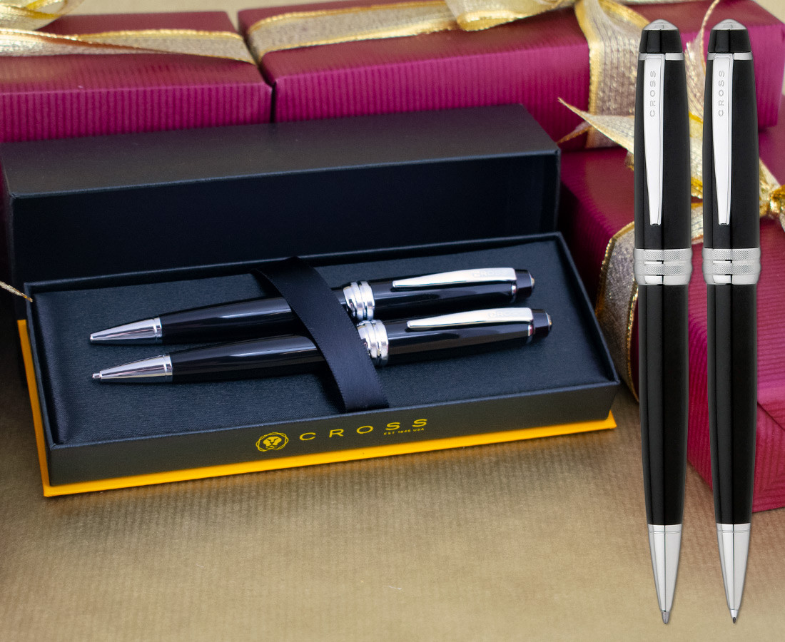 Cross Black and Chrome Ballpoint Pen/Pencil Luxury Gift Set