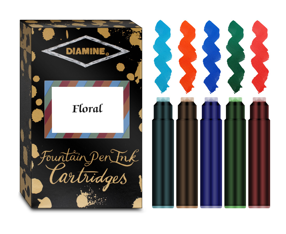Diamine Ink Cartridge - Floral Colours (Pack of 20)