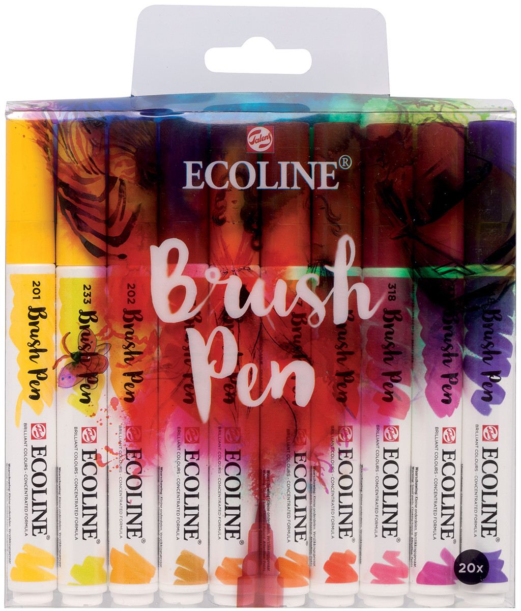 Ecoline Brush Pen Set - Assorted Colours (Pack of 20)