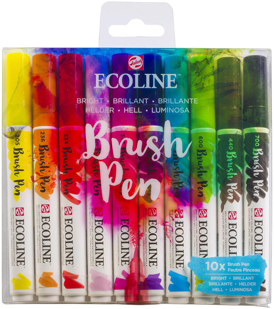 Ecoline Brush Pen Set - Bright Colours (Pack of 10)