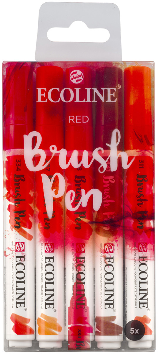 Ecoline Brush Pen Set - Red Colours (Pack of 5)