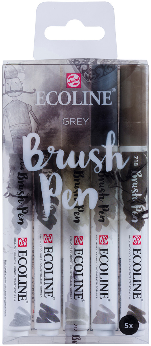 Ecoline Brush Pen Set - Grey Colours (Pack of 5)