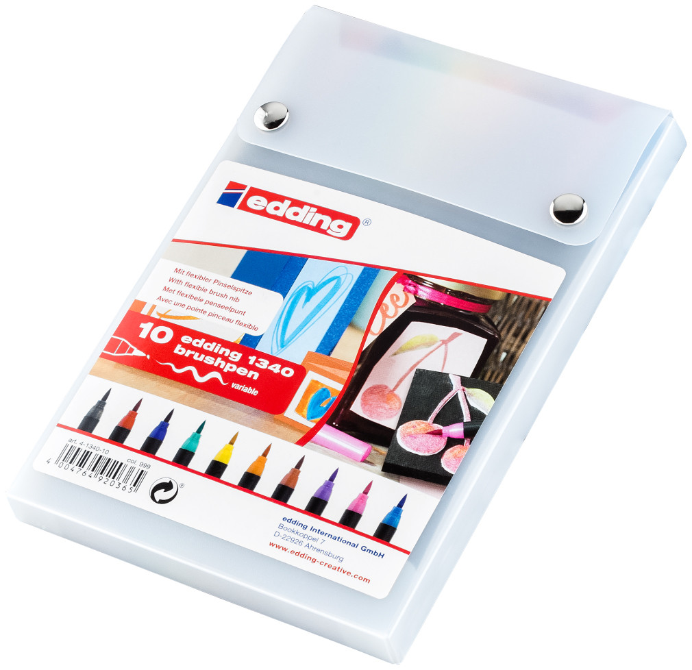 Edding 1340 Fibre Tip Pen - Assorted Colours (Travel Set of 10)