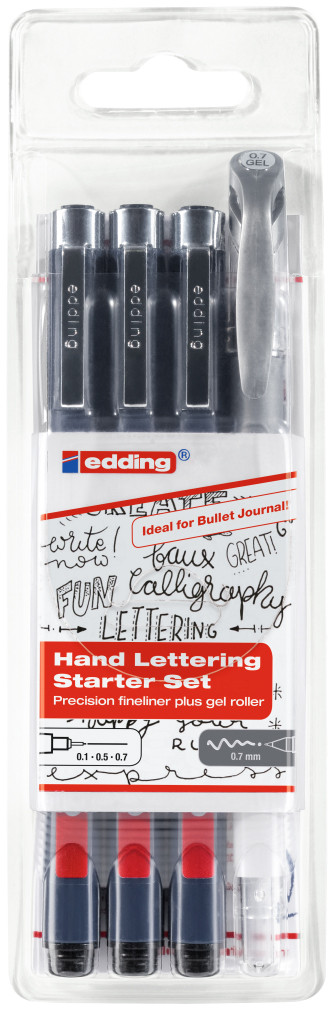 Edding 1800 Hand Lettering Starter Set - Assorted Line Widths (Wallet of 4)