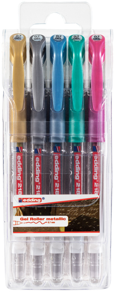 Edding 2185 Gel Rollerball Pens - Assorted Metallic Colours (Wallet of 5)