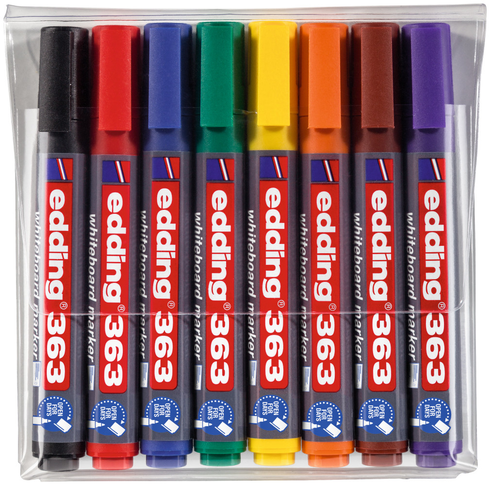 Edding 363 Whiteboard Markers - Assorted Colours (Wallet of 8)