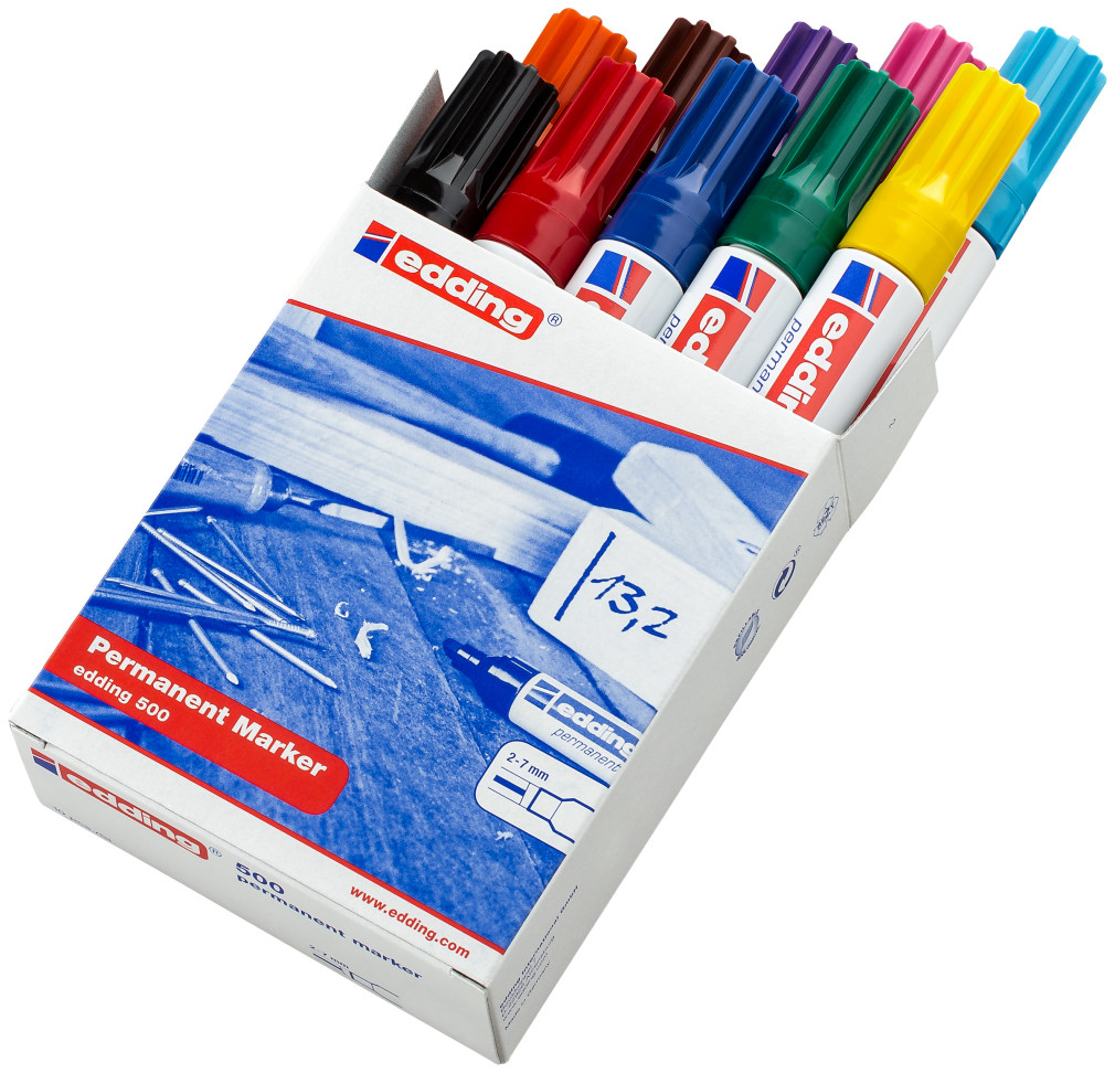 Edding 500 Permanent Markers - Assorted Colours (Pack of 10)