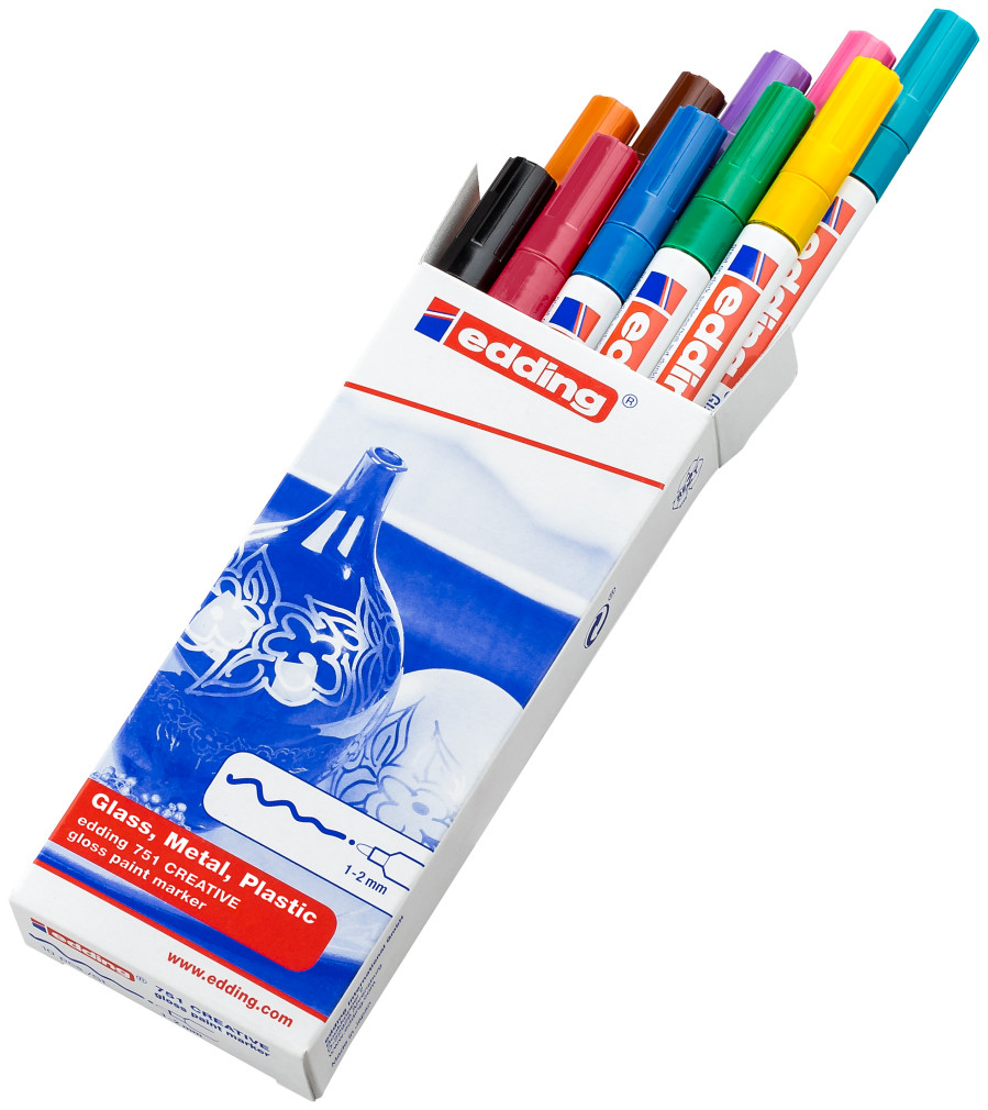 Edding 751 Gloss Paint Markers - Assorted Colours (Pack of 10)
