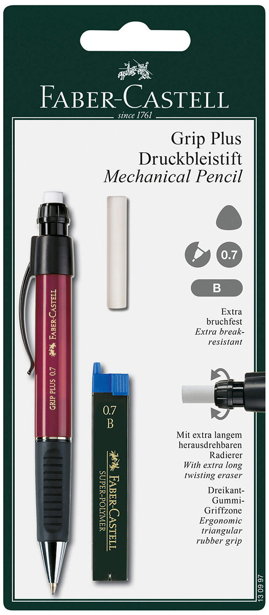 Faber-Castell Grip Plus Mechanical Pencil Set - 0.7mm - Red