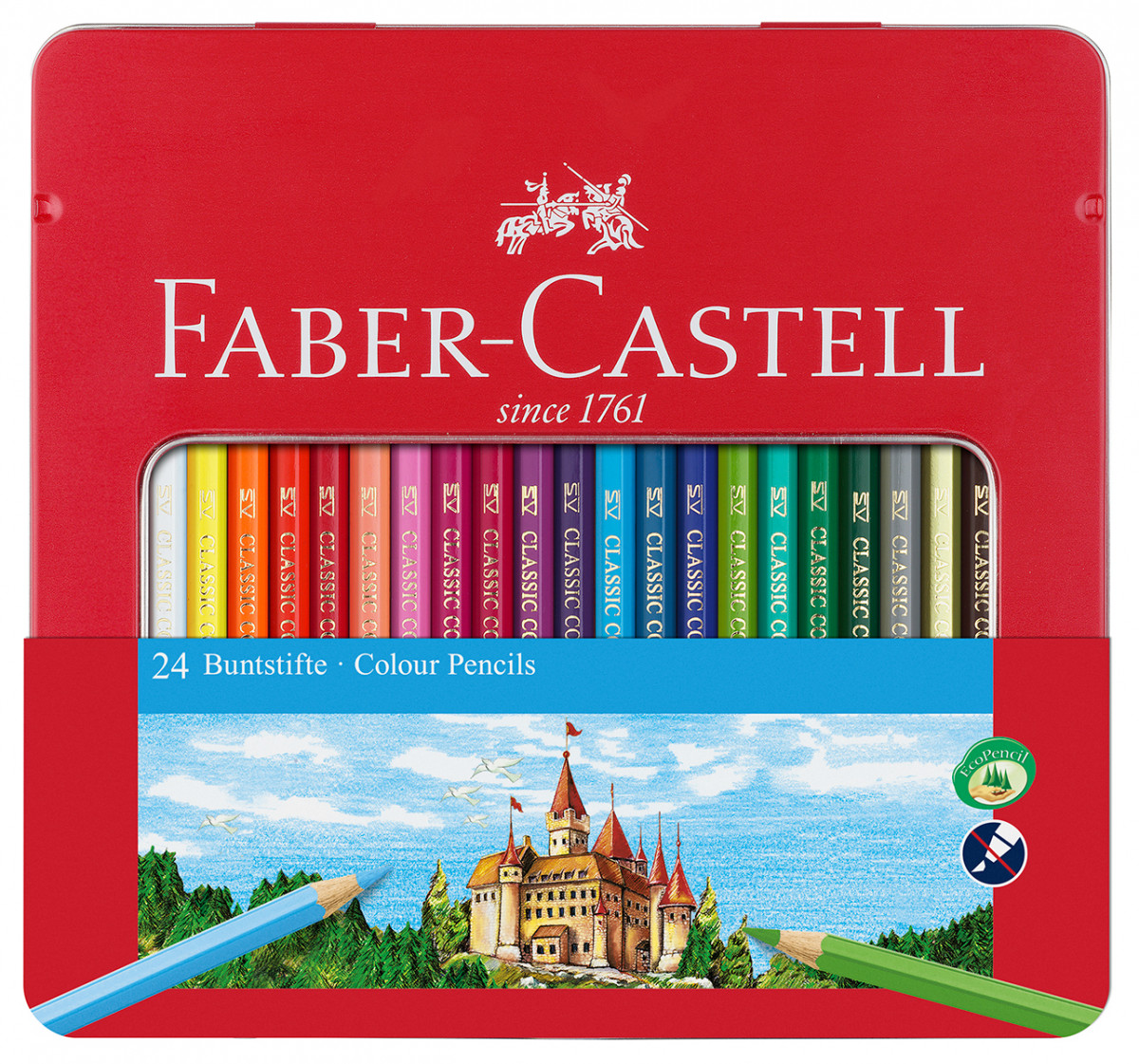 Faber-Castell Hexagonal Colouring Pencils - Assorted Colours (Tin of 24)