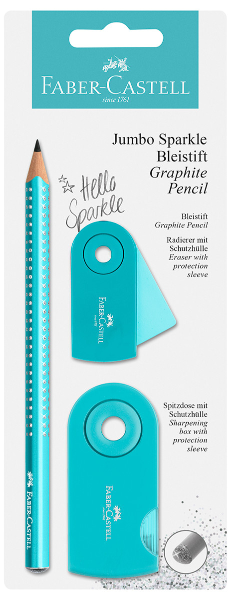Faber-Castell Jumbo Sparkle Graphite Pencil Set - Turquoise