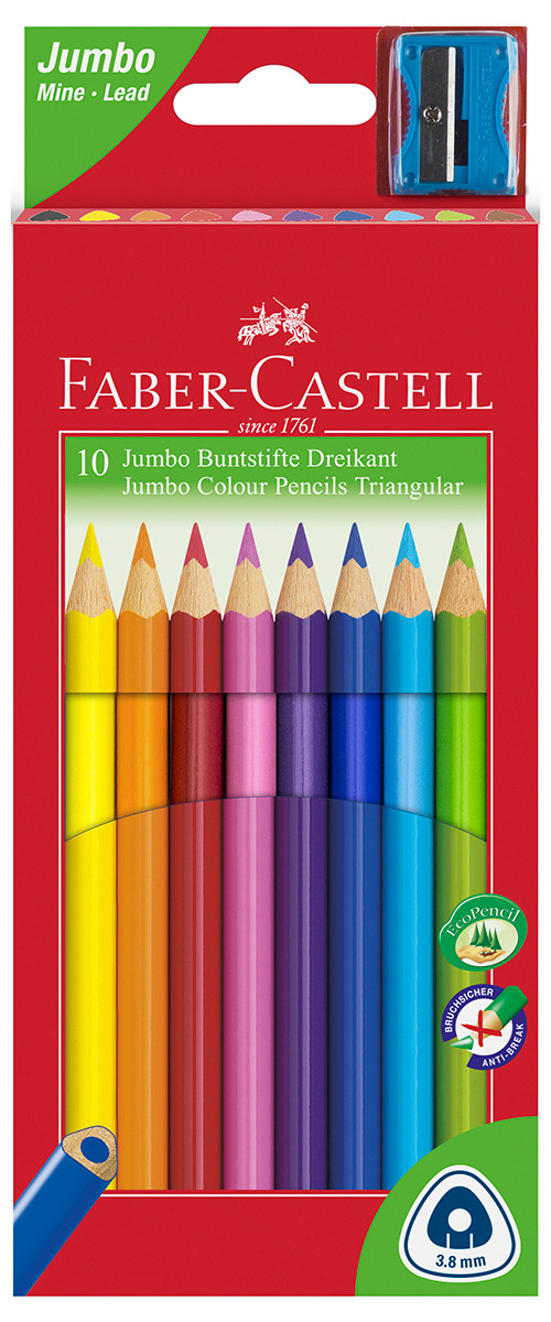 Faber-Castell Junior Triangular Colouring Pencils - Assorted Colours (Pack of 10) | 116510 | Pen