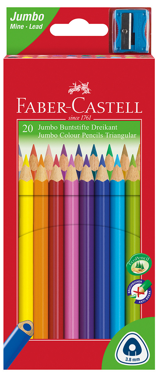 Faber-Castell Junior Triangular Colouring Pencils - Assorted Colours (Pack of 20)