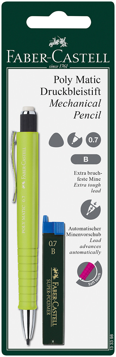 Faber-Castell Polymatic Mechanical Pencil - 0.7mm - Green (with Extra Leads)