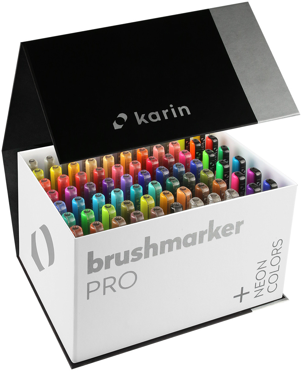 Karin Brushmarker PRO Set - Mega Box (72 Assorted Colours with 3 Blenders)