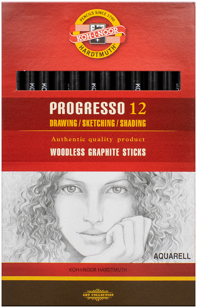 Koh-I-Noor 8912 Aquarell Woodless Graphite Pencil - 4B (Box of 12)