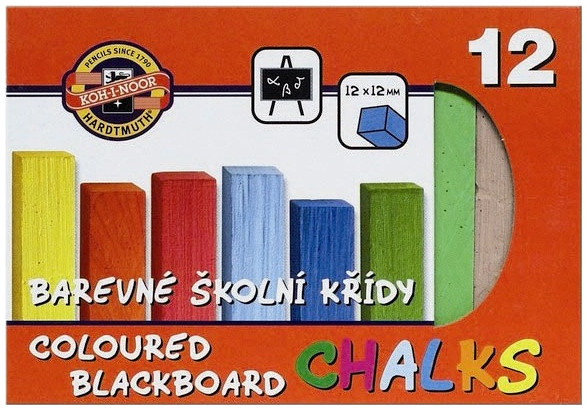 Koh-I-Noor Coloured Blackboard Chalks - Assorted Colours (Pack of 12)