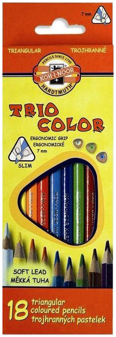 Koh-I-Noor 3133 Triangular Coloured Pencils - Assorted Colours (Pack of 18)
