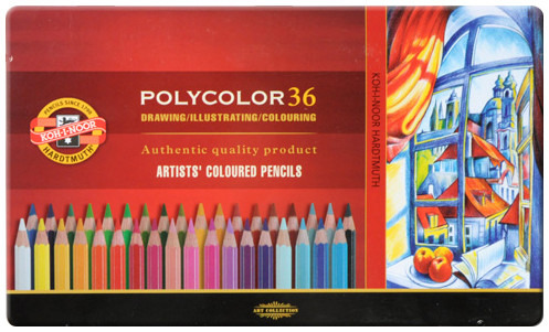 Koh-I-Noor 3825 Coloured Pencils - Assorted Colours (Tin of 36)