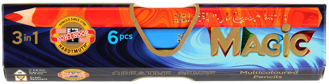 Koh-I-Noor 3408 Jumbo Special Coloured Magic Pencils - Assorted Colours (Pack of 6)