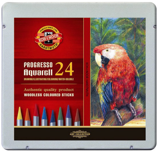 Koh-I-Noor 8784 Woodless Aquarell Coloured Pencils - Assorted Colours (Tin of 24)