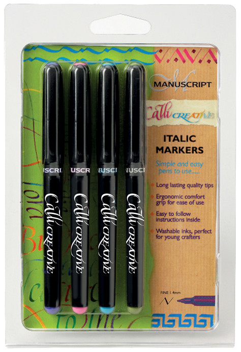 Manuscript Callicreative Calligraphy Marker Pens - Fine - Assorted Colours (Pack of 4)