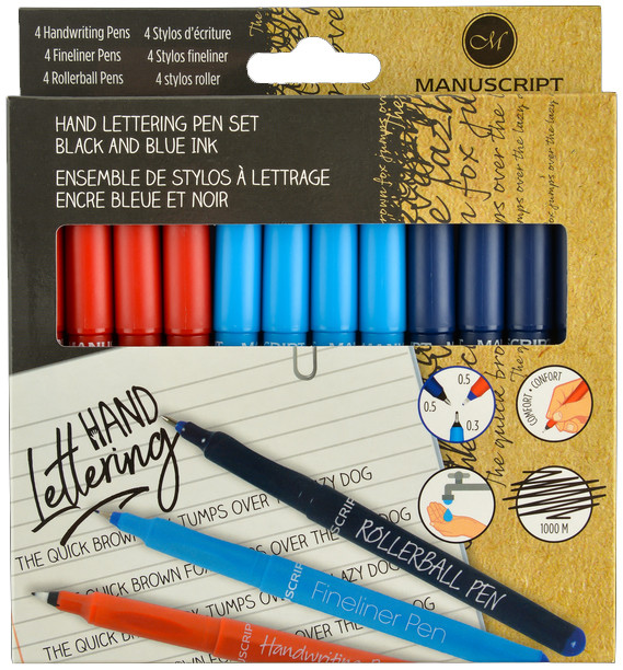 Manuscript Handwriting Pens - Assorted Tip Types (Pack of 12)