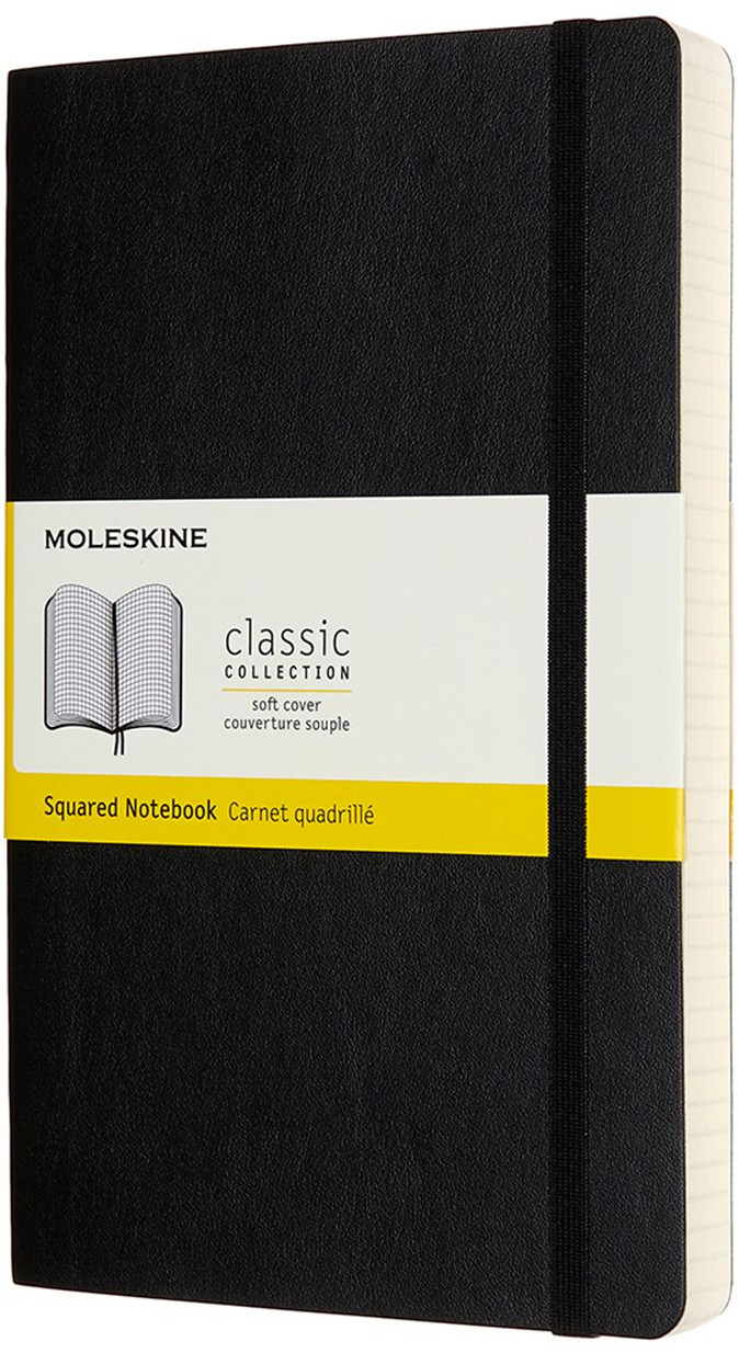 Moleskine Classic Soft Cover Large Expanded Notebook Squared Black