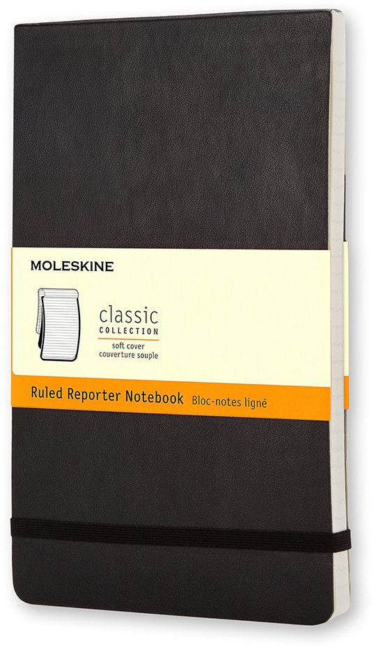 Moleskine Classic Reporter Soft Cover Pocket Notebook - Ruled - Black