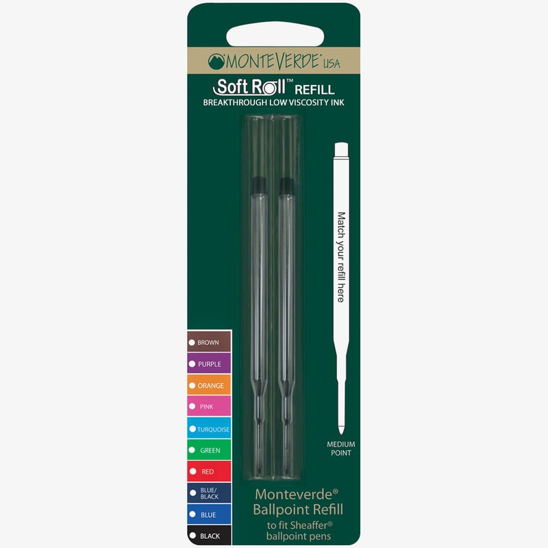 Monteverde Confezione Da 2 Ricariche Soft Roll Per Penne Cross – Colore Nero, Punta Media