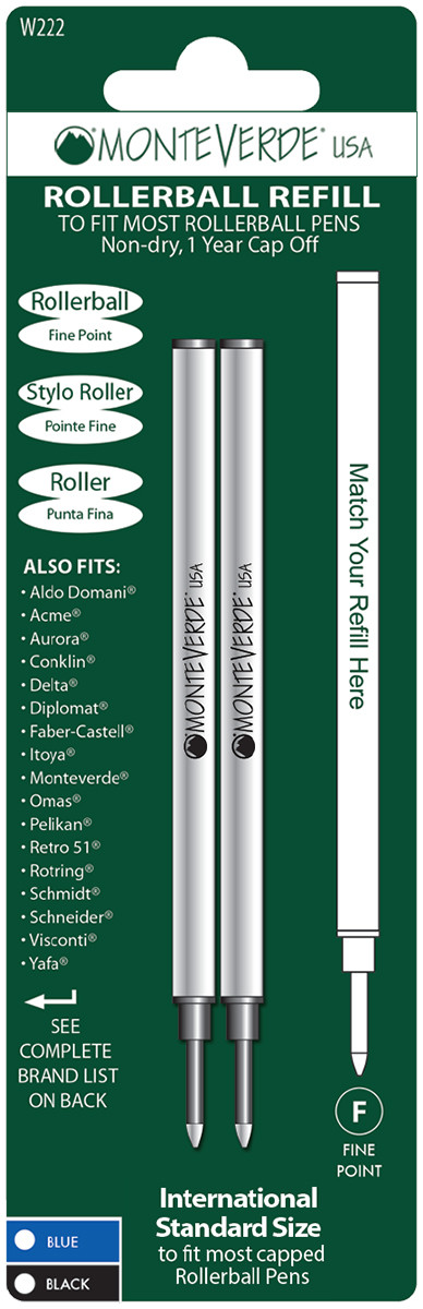 Monteverde Rollerball Refill To Fit Most Of Capped Rollerball Pens (Blister of 2)