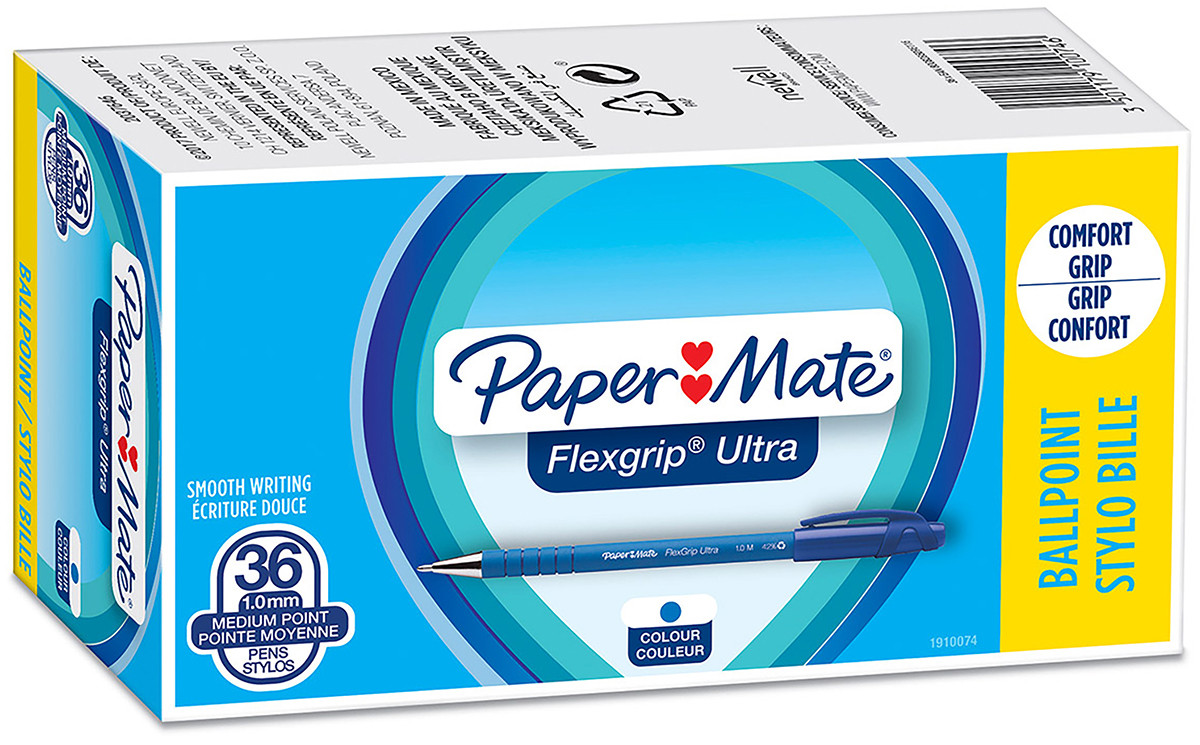 Papermate Flexgrip Ultra Retractable Ballpoint Pen - Medium - Blue (Pack of 36)