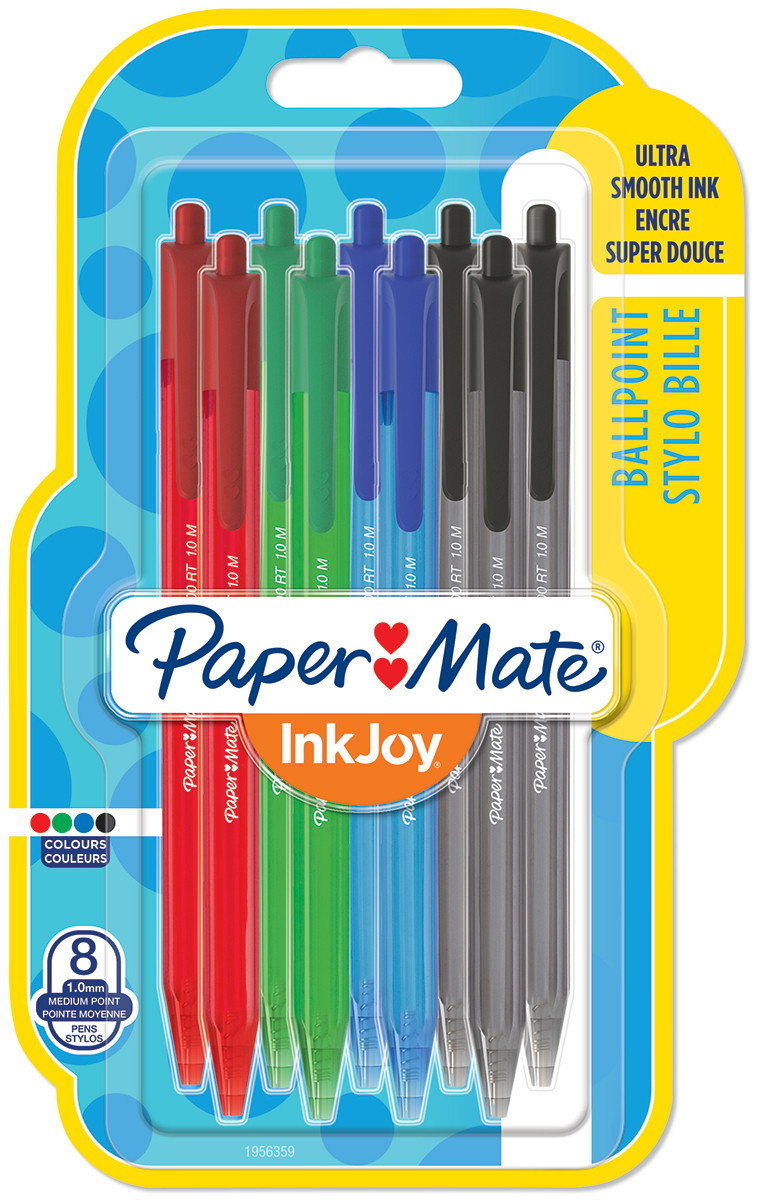 Medium Point Box of 12 Paper Mate InkJoy Quatro Retractable Ballpoint Pens 1951358 Business Ink Colors 