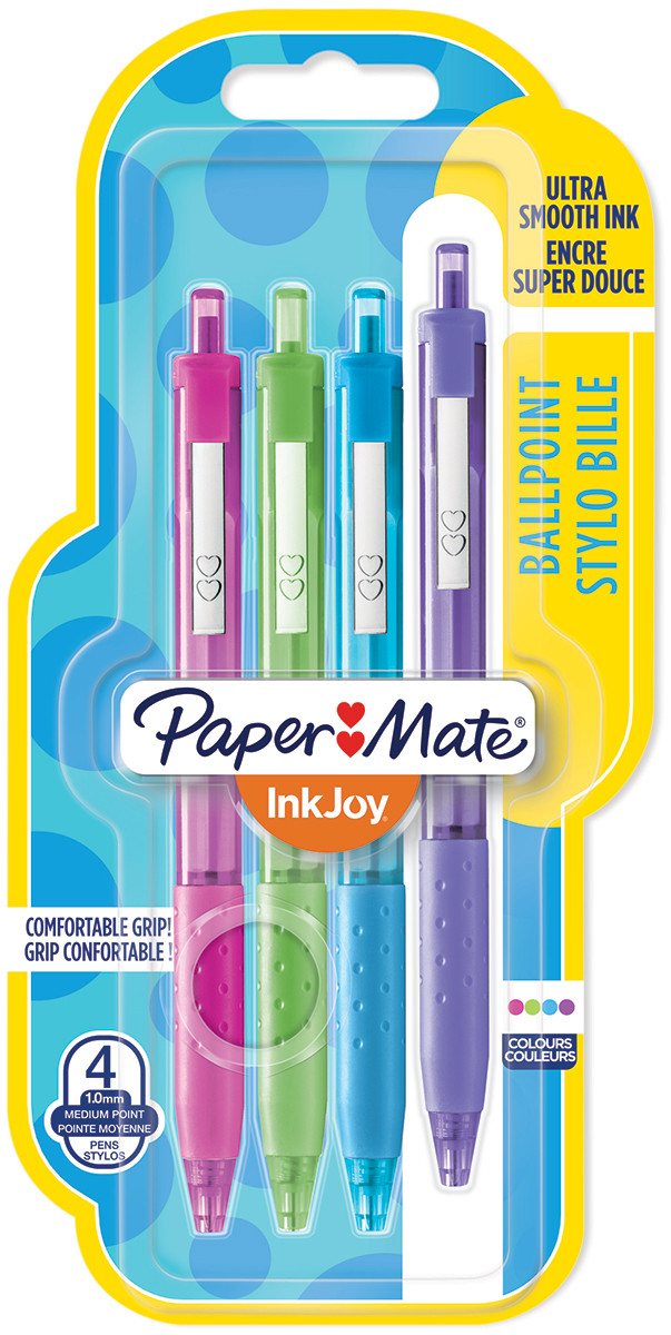 Papermate Inkjoy 300 Retractable Ballpoint Pen - Medium - Fun Colours (Blister of 4)