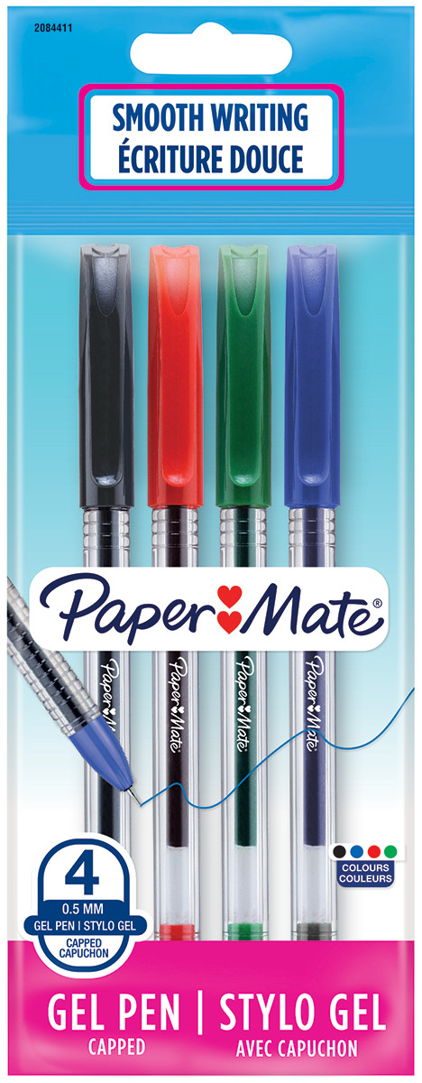 Paper Mate stylo bille InkJoy 100 avec capuchon, blister de 4