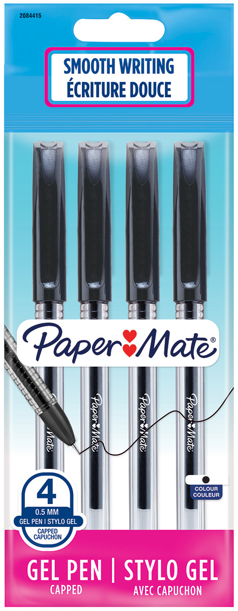 Papermate Jiffy Gel Ballpoint Pen - Black (Pack of 4)